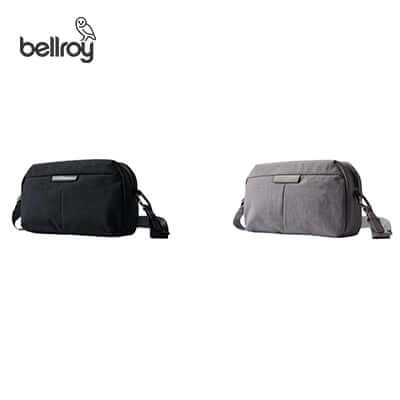 Bellroy Tokyo Crossbody Bag in black and gray, ideal for carrying essentials as a corporate gift.