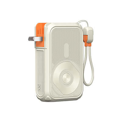 Remax CP-2 Magnetic Wireless Charging Powerbank with Wall Plug 20000mAh in Ivory White.