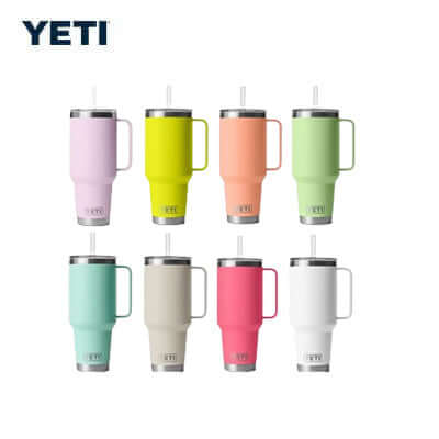 Yeti Rambler® 42 oz Straw Mug with Straw Lid in various colors for sustainable hydration and ideal corporate gift.