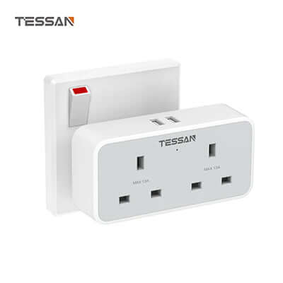 TESSAN Wall Socket Multi Plug Extension with 2 USB Port for easy device charging and corporate gift.