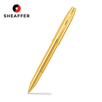 Sheaffer® 100 Glossy PVD Gold Rollerball Pen With PVD Gold Trim, a perfect corporate gift in Singapore.