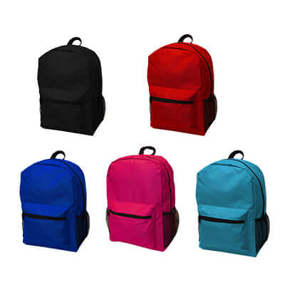 Nylon Backpack Series in black, red, blue, pink, and teal colors, versatile and durable for everyday use.