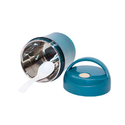 500ml Food Jar in teal with lid and spoon, perfect for meals on the go.