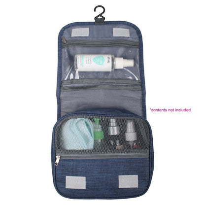 Polyester Toiletry Bag open display with compartments for bottles and toiletries, ideal for travel and corporate gift.