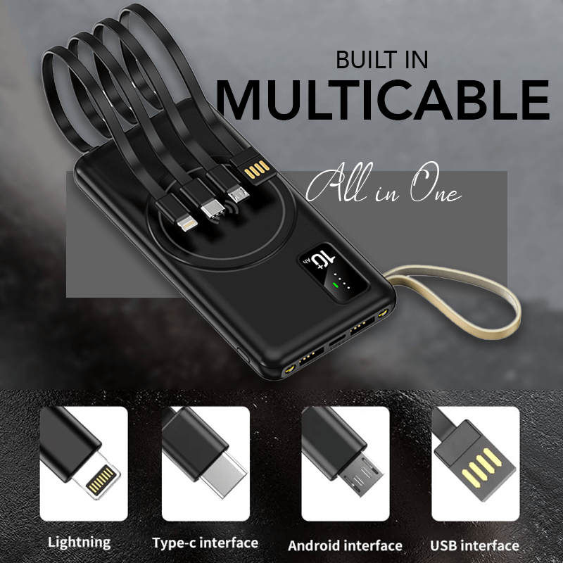 Wireless Powerbank with 4 Built-in Cables Corporate Gifts Singapore