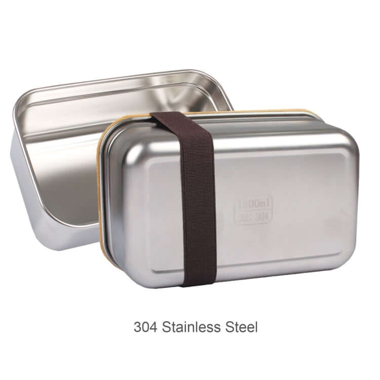 Stainless Steel Lunch Box with Bamboo Lid made of 304 stainless steel, perfect for meals or corporate gift.