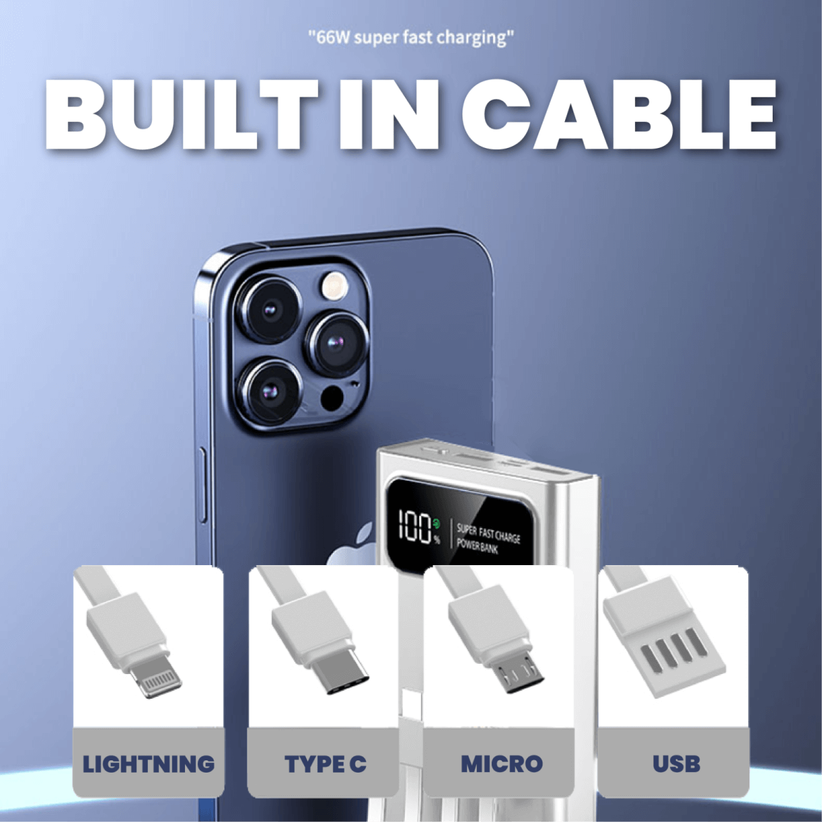 10000mAh PD22.5W Supwer Quick Charge Powerbank with Built-in Cables Corporate Gifts Singapore