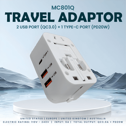 Travel Adaptor With PD20W Quick Charge Corporate Gifts Singapore