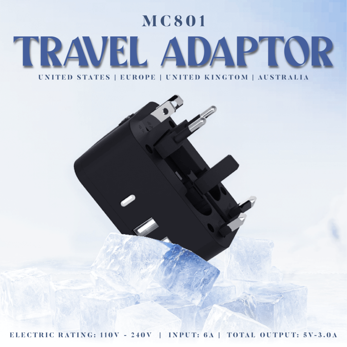 Travel Adaptor With 3.0A Fast Charge Corporate Gifts Singapore
