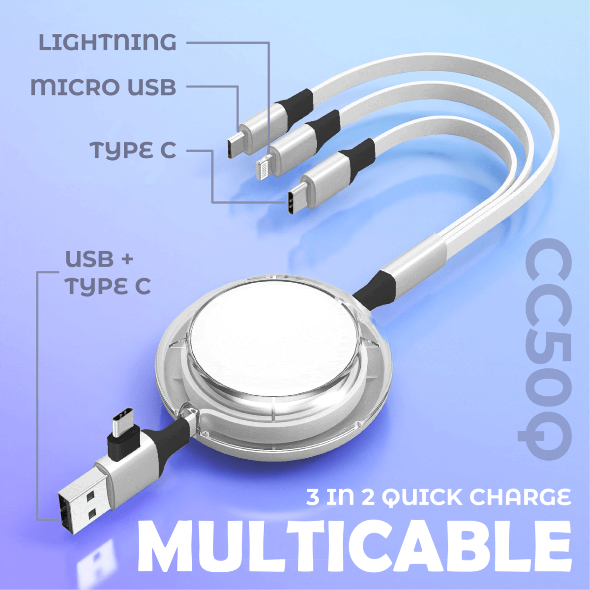 3 IN 2 Quick Charge Cable With Data Transfer Corporate Gifts Singapore