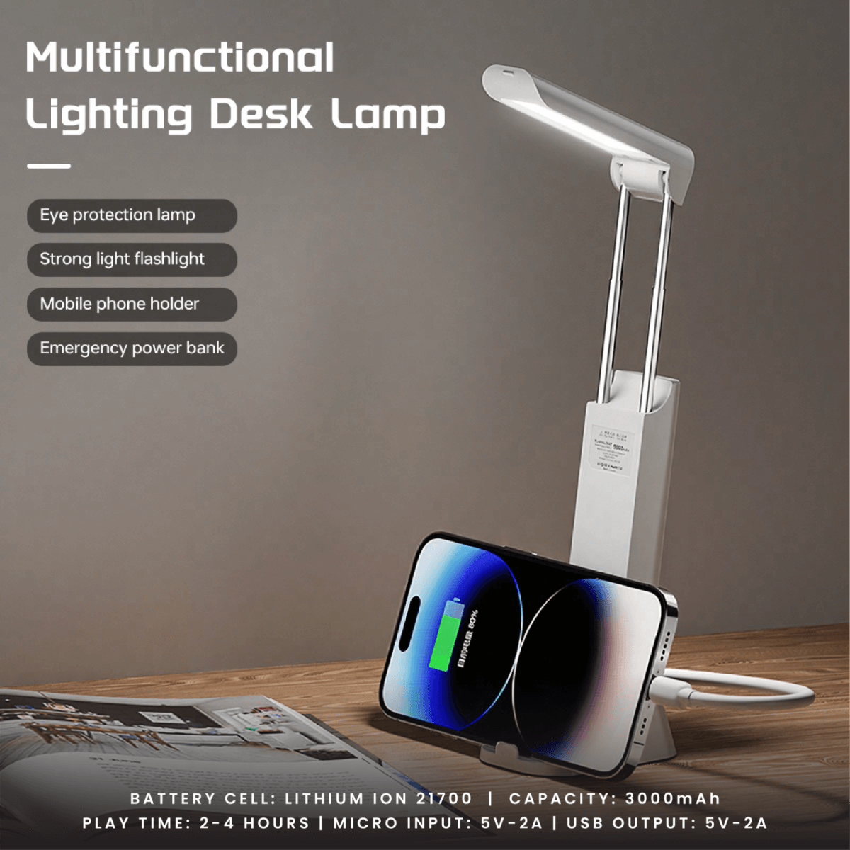 Table Lamp With 3000mah Powerbank and Phone Stand Corporate Gifts Singapore