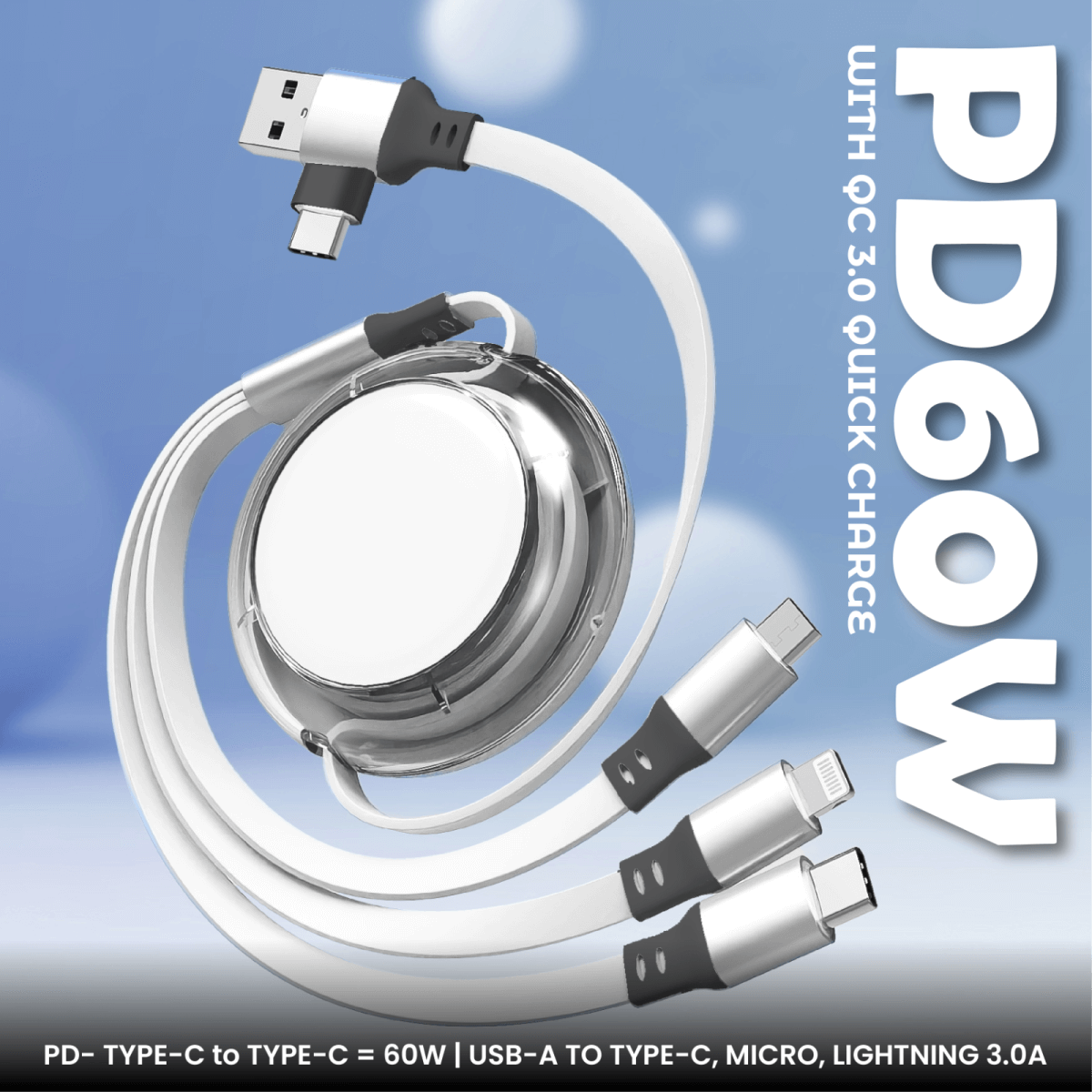 3 IN 2 Quick Charge Cable With Data Transfer Corporate Gifts Singapore