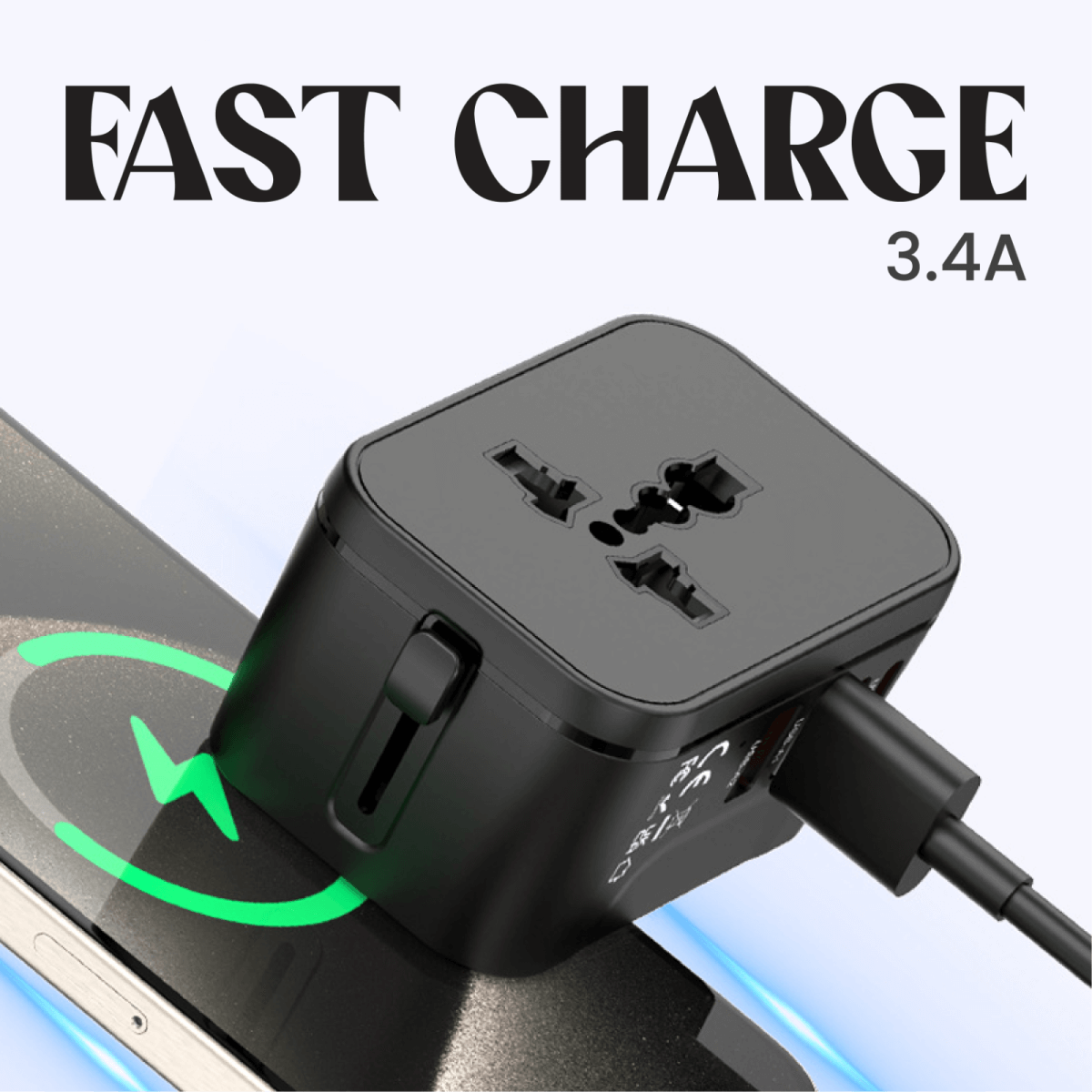 World Travel Adaptor With 3.4A Fast Charge Corporate Gifts Singapore