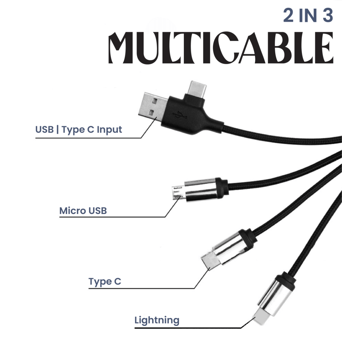 3 in 2 Fast Charging Cable (Rectangular) Corporate Gifts Singapore
