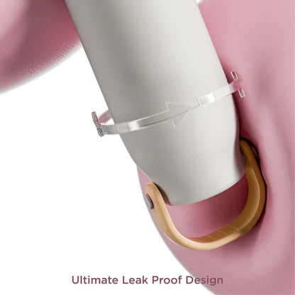 Fancy 500ml Vacum Flask With Cup & Handle showing ultimate leak proof design and handle.