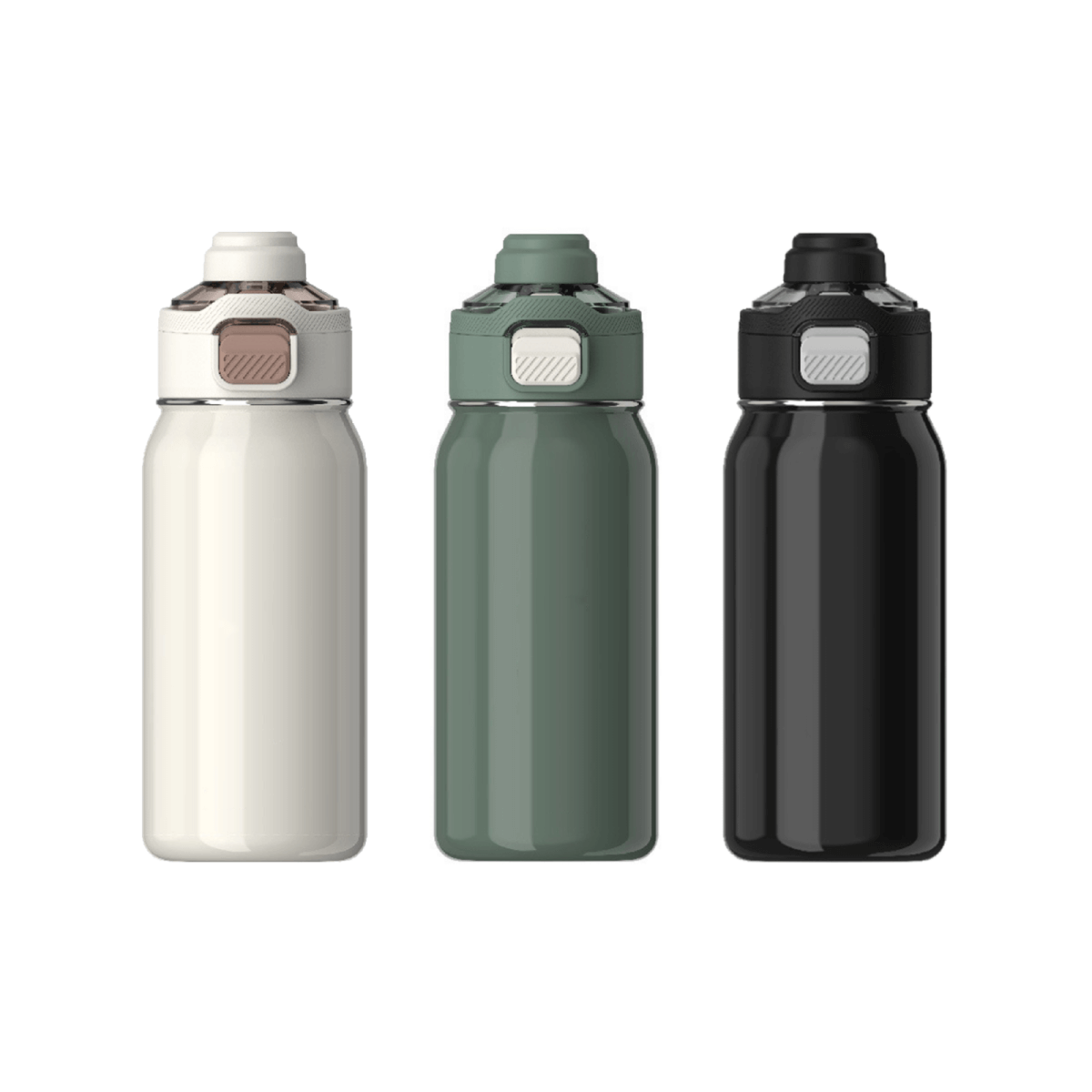 Classy 580ml Vacuum Flask in white, green, and black, perfect for daily hydration and corporate gifts.