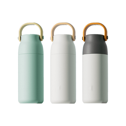 Fancy 500ml Vacum Flask With Cup & Handle in three stylish colors.