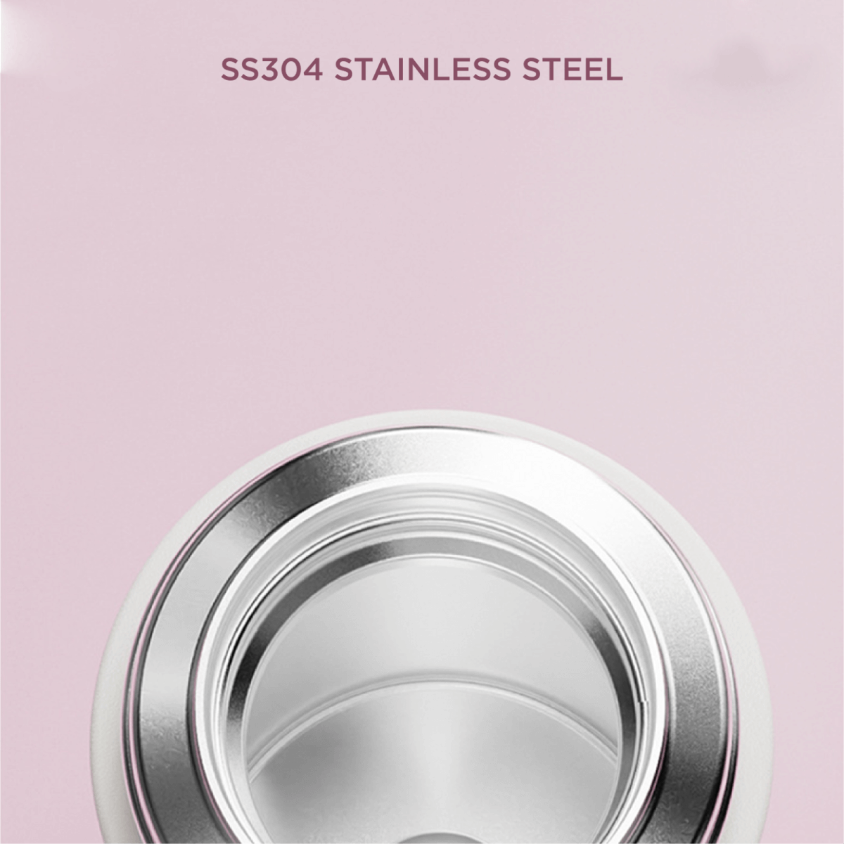 Fancy 500ml Vacum Flask With Cup & Handle top view, showcasing SS304 stainless steel material.