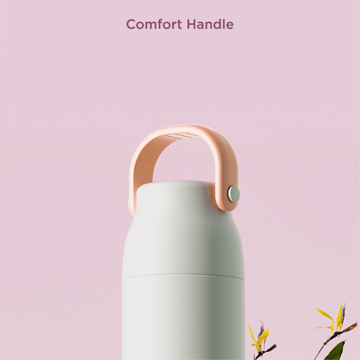 Fancy 500ml Vacum Flask With Cup & Handle featuring a comfort handle for easy carrying.