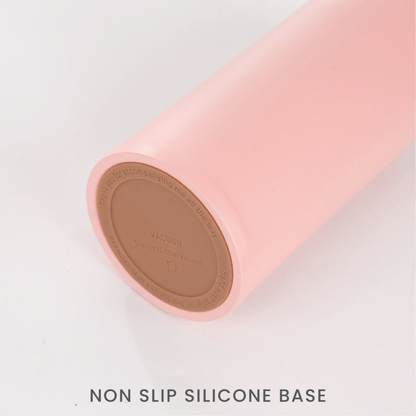 Mobi 350ml Vacuum Flask pink non-slip silicone base for grip and stability