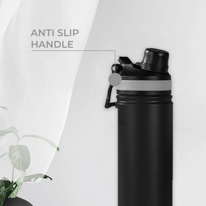 Kila 750ml Stainless Steel Vacuum Bottle featuring anti-slip handle for easy grip and hydration.