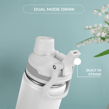 Kila 750ml Stainless Steel Vacuum Bottle with built-in straw and dual mode drink feature.