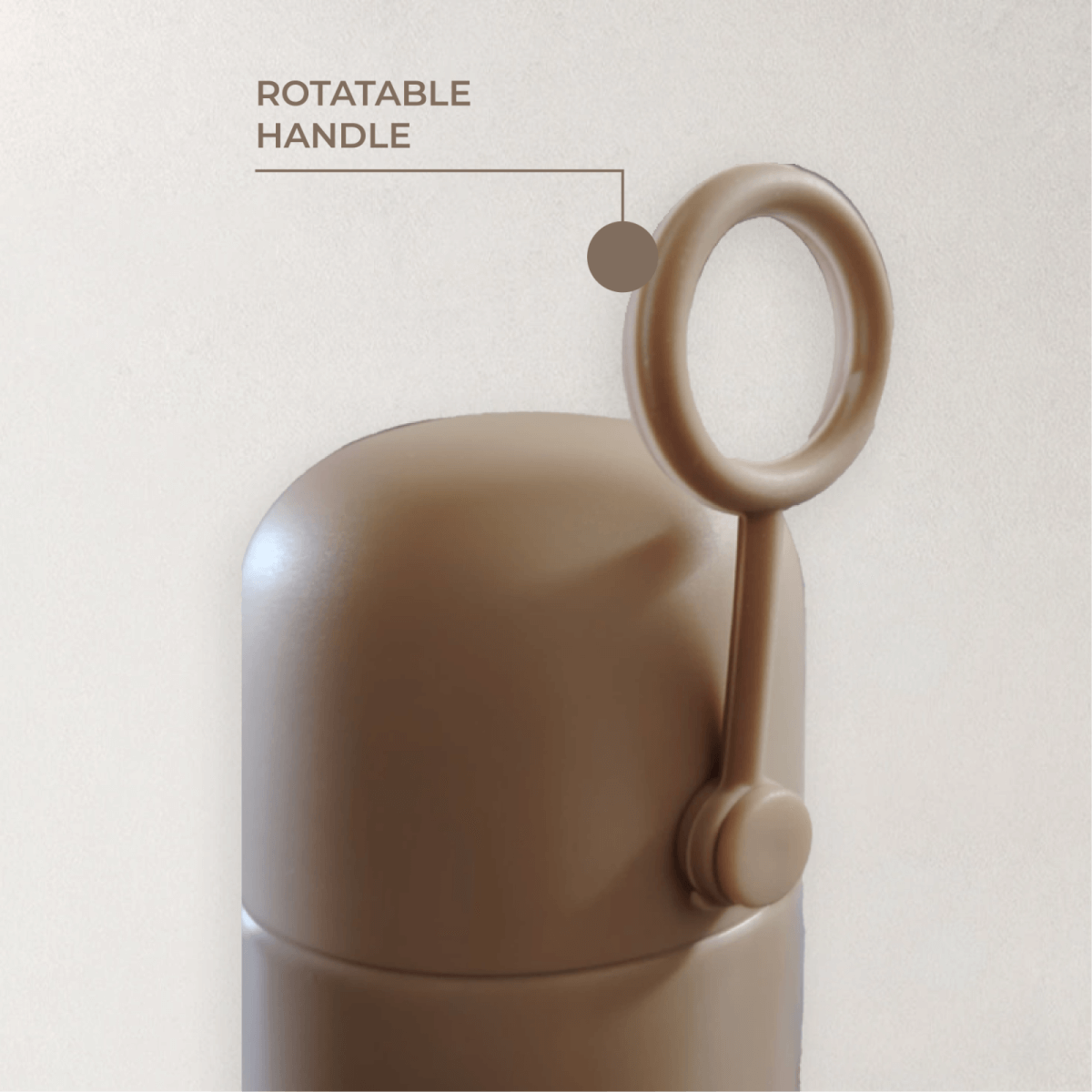 Minor 300ml Stainless Steel Vacuum Flask with rotatable handle showing convenience and portability.