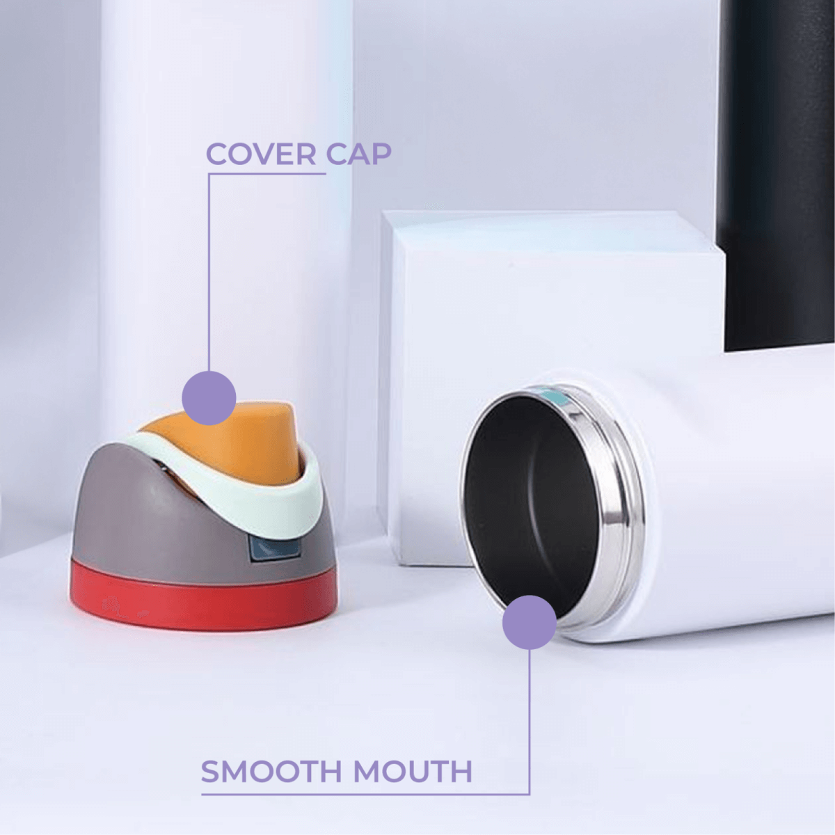 Ola 700ml Stainless Steel Vacuum Bottle with cover cap and smooth mouth design for easy hydration.