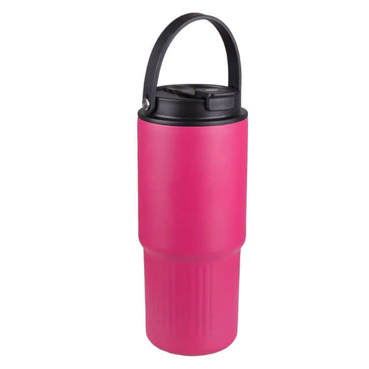 700ml Thermo Mug With Straw and Handle in vibrant Dark Pink color, ideal for beverages on the go, perfect as a Corporate Gift.