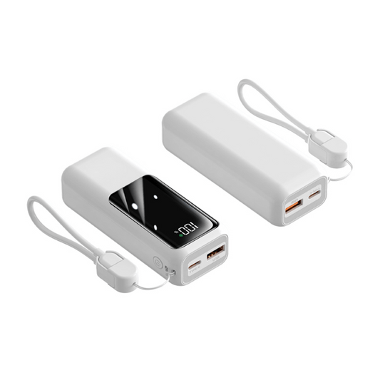 World Smallest Quick Charger Powerbank 10000MAH in sleek white design with dual USB outputs.