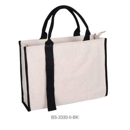Canvas Tote Bag with Inner Compartment in cream and black, perfect for everyday use and corporate gifting.