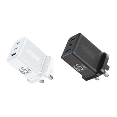 Vention 65W GaN Charger in sleek white and black design, ideal for efficient device charging.