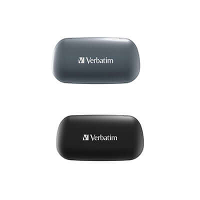 Verbatim Bluetooth 5.0 TWS Earbuds with aptX charging cases in gray and black colors