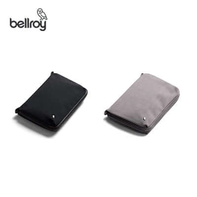 Bellroy Wonder Kit Organizer Pouch in black and gray, ideal for organizing essentials and perfect as a corporate gift.