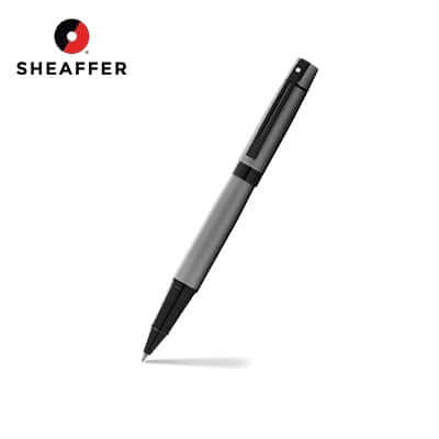 Sheaffer® 300 Matte Gray Rollerball Pen With Black Trims on a white background.