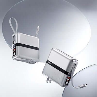 Remax CP-1 Powerbank with Wall Plug 15000mAh in sleek silver design for charging devices.