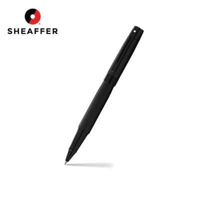 Sheaffer® 300 Matte Black Rollerball Pen displayed on a white background, showcasing its sleek and modern design.
