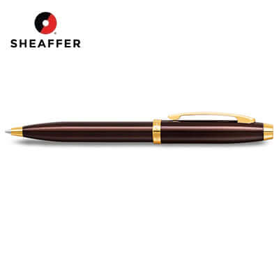 Sheaffer® Glossy Coffee Brown Ballpoint Pen With PVD Gold-Tone Trim as a stylish corporate gift.