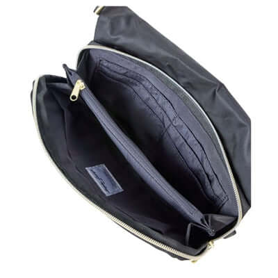 Interior view of Legato Largo One Mile Wallet Shoulder Bag showing compartments and zipper detail.