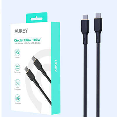 Aukey CB-SCC101/CB-SCC102 Circlet Blink 100W Silicone USB-C to USB-C Cable Corporate Gifts Singapore