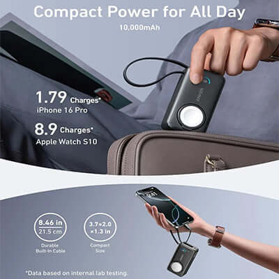 Anker MagGo Power Bank 35W Max PD 10000mAh A1657 showing compact design and charging capabilities.