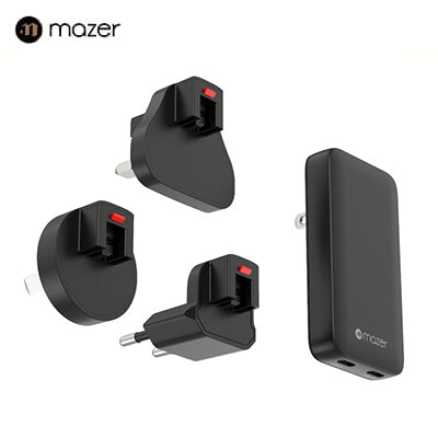 Mazer GaNPrestige Slim 2C 65W GaN Wall Charger With Travel Pins (2 Ports)
