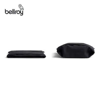 Bellroy Lite Sacoche Sling Bag shown in folded and expanded forms, ideal for travel and everyday use.