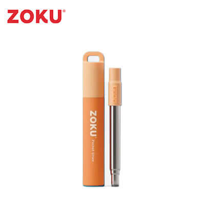 Zoku Two Tone Pocket Straw in orange carrying case, a stylish eco-friendly corporate gift for on-the-go use.