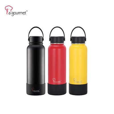 La Gourmet Ritz 1.2L Thermal Bottle Keep Hot/Cold in black, red, and yellow, perfect for corporate gifts.