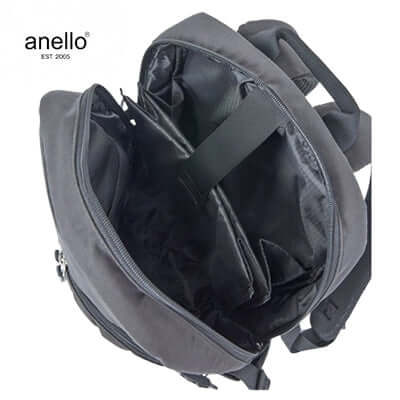 Anello Tie Multifunctional Backpack interior showing ample space and organized pockets for daily use.