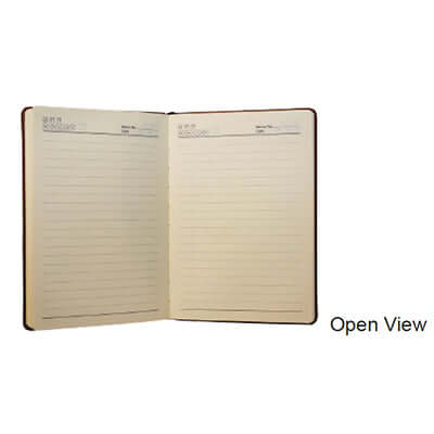 Open view of the Leatherette A5 Notebook showcasing lined pages for notes.