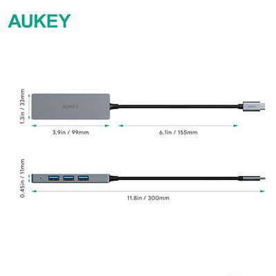 Aukey CB-C62 USB C to 4 Port USB 3.1 Aluminium Hub Corporate Gifts Singapore