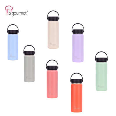 La Gourmet Superwide 530ml Thermal Bottle collection in various colors, ideal corporate gift.