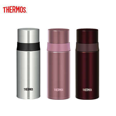 Thermos FFM-350 Bottle with Cup in three colors, perfect for corporate gift and on-the-go hydration.